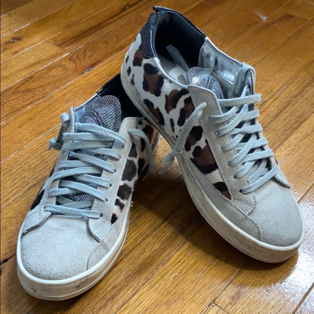 Leopard print, gray, low top P448, size 37 (US 7)